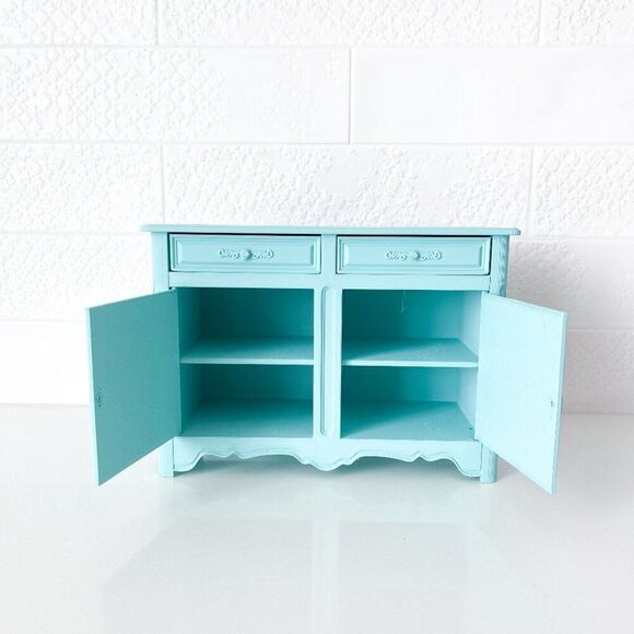Barbie Miniature Dollhouse Cyan French Cabinet Sideboard 1:6 Scale 3D Printed - Picture 3 of 4